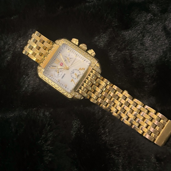 MICHELE DECO 18k PLATED STAINLESS STEEL WITH MOTHER OF PEARL AND DIAMONDS. - Picture 7 of 7